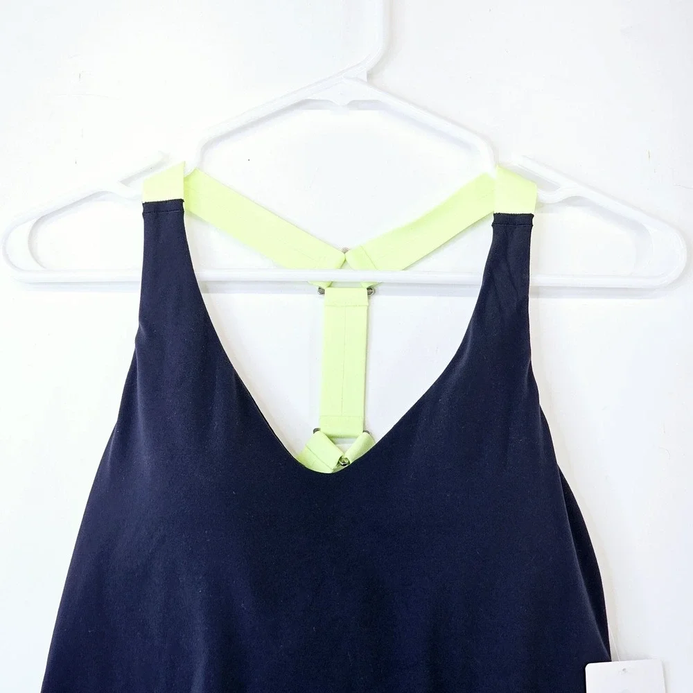Athleta Swim Top Women Small‎ Blue Green Racerback Bathing Suit Tank Built Bra
